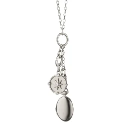 Adventure Compass and "Anna" Locket Charm Necklace