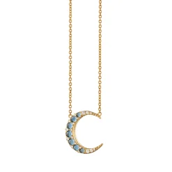 Aquamarine Midi Crescent Moon Necklace