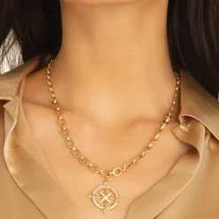 Audrey Link Charm Necklace in 18K Yellow Gold