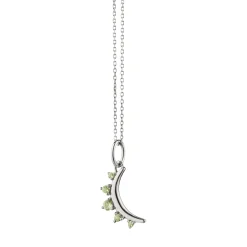 August Peridot "Moon" Sterling Silver Birthstone Necklace