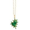 Aventurine Heart Necklace with Emeralds