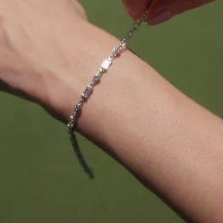 Baguette & Round Sapphire Tennis Bracelet