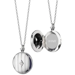 Beaded Center-Diamond Locket Necklace
