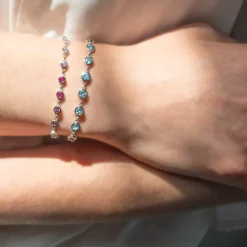 Bezel Set Aquamarine Tennis Bracelet