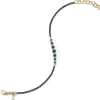Bezel Set Round Blue Sapphire and Black Steel Tennis Bracelet