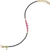 Bezel Set Round Pink Sapphire and Black Steel Tennis Bracelet