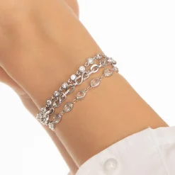 Bezel Set Round White Sapphire Tennis Bracelet