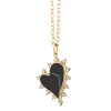 Black Agate Heart Necklace with Diamonds