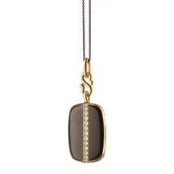 Black Enamel Vermeil "Britt" Locket with White Diamonds