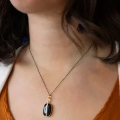 Black Enamel Vermeil "Britt" Locket with White Diamonds