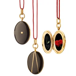 Black Enamel Vermeil Oval Locket