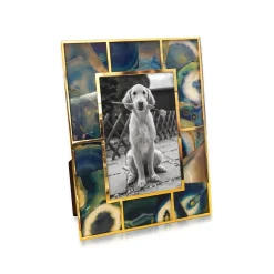 Blue Agate & 24K Gold Plated Photo Frame