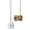 Blue Enamel Vermeil Cushion Locket with Blue Sapphire