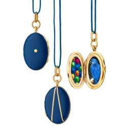 Blue Enamel Vermeil Oval Locket