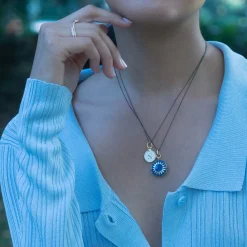 Blue Enamel Vermeil Round Locket
