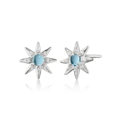 Blue Topaz & Sapphire Star Stud Earrings
