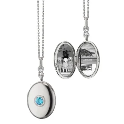 Blue Topaz Infinity Locket Necklace