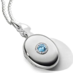 Blue Topaz Infinity Locket Necklace