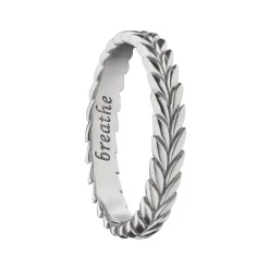 Breathe Leaf Poesy Sterling Silver Stackable Ring