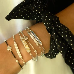 Breathe Leaf Poesy Sterling Silver Bracelet