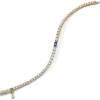 Center Marquise Blue Sapphire and Round Diamond Tennis Bracelet