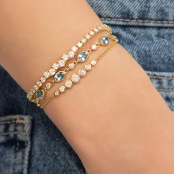 Classic Diamond Tennis Bracelet with Staggered Center Stones
