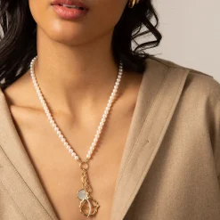 18" "Design Your Own" Pearl Charm Chain Necklace, 2 Charm Stations