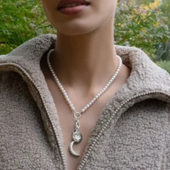 18" "Design Your Own" Sterling Silver Pearl Charm Chain Necklace, 2 Charm Stations