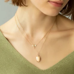 Diamond Critter Dragonfly "Grace" 18K Rose Gold Necklace