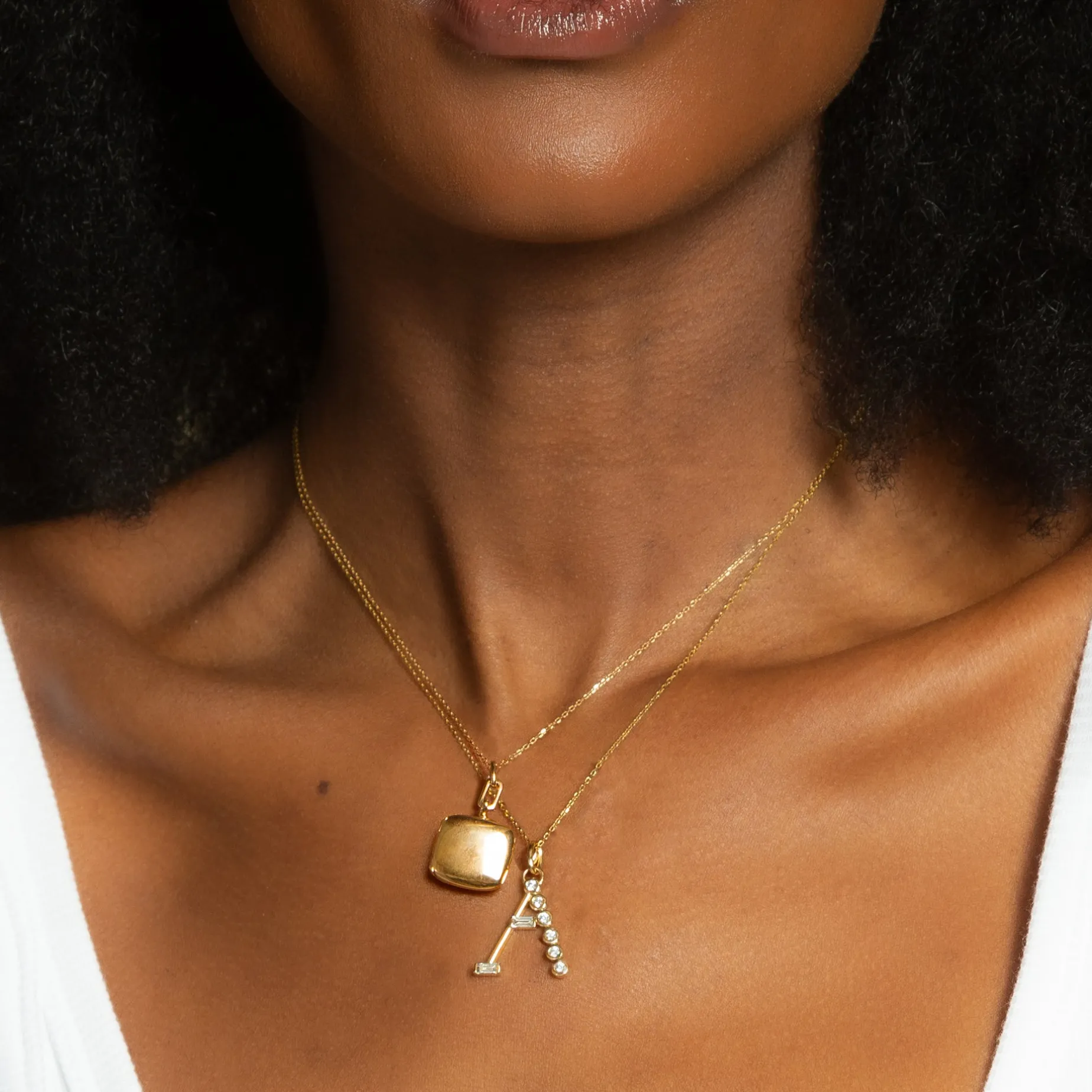 Diamond Initial Pendants in 18K Yellow Gold