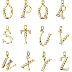 Diamond Initial Pendants in 18K Yellow Gold
