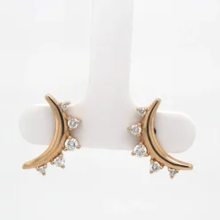 Diamond Moon Stud Earrings