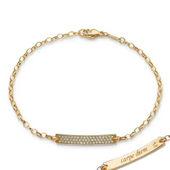 Diamond Pave "Carpe Diem" Petite Poesy 18K Yellow Gold Bracelet