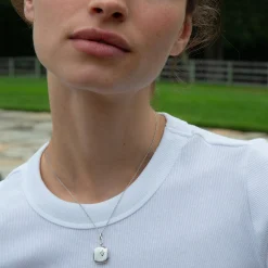 Diamond Sterling Silver Cushion Locket Necklace