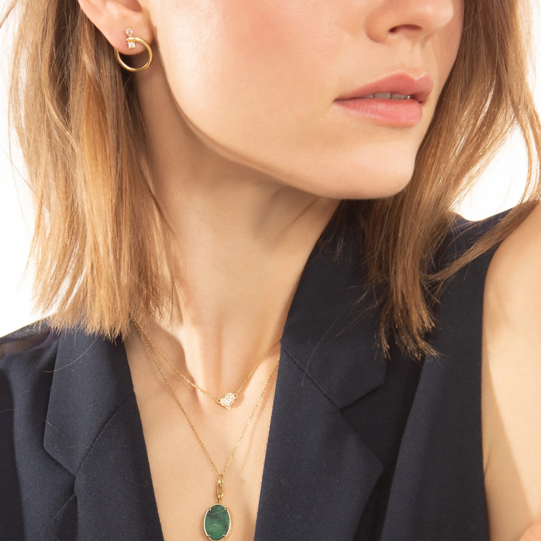 Elle Aventurine Stone Slim Locket Necklace