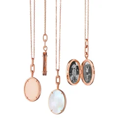 Elle Stone Slim 18K Rose Gold Locket Necklace