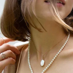 Elle Stone Slim 18K Rose Gold Locket Necklace