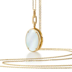 Elle Stone Slim 18K Yellow Gold Locket Necklace