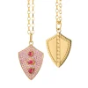 Fearless Shield with Pave Pink Sapphires and Rhodolite