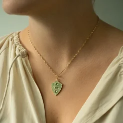 Fearless Shield with Pave Green Tsavorites and Green Tourmaline
