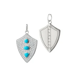 Fearless Shield with Turquoise and Pave White Sapphires