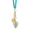 Fearless Turquoise and Pave Diamond Shield and "Adventure" Mini Compass Charm Necklace