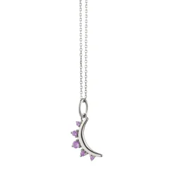 February Amethyst "Moon" Sterling Silver Birthstone Necklace