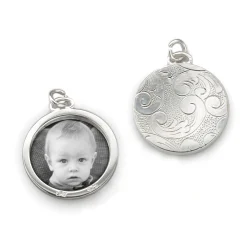 Floral Half-Locket Charm in Silver