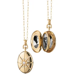 Four Image "Midi" 18K Gold Starburst Locket Necklace