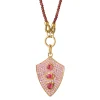 Garnet Fearless Shield Necklace with Pink Sapphires and Rhodolite