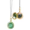 Green Enamel and Vermeil Locket with Green Amethyst