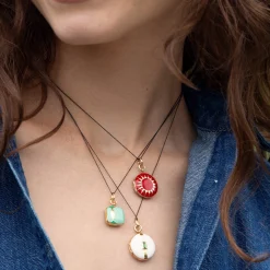 Green Enamel Vermeil Cushion Deco Locket