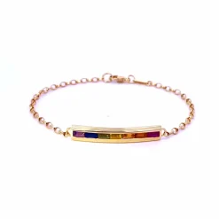 Happiness Rainbow Baguette Sapphire Petite Poesy Bracelet
