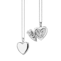 Heart Locket Necklace with White Sapphires